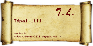 Tápai Lili névjegykártya